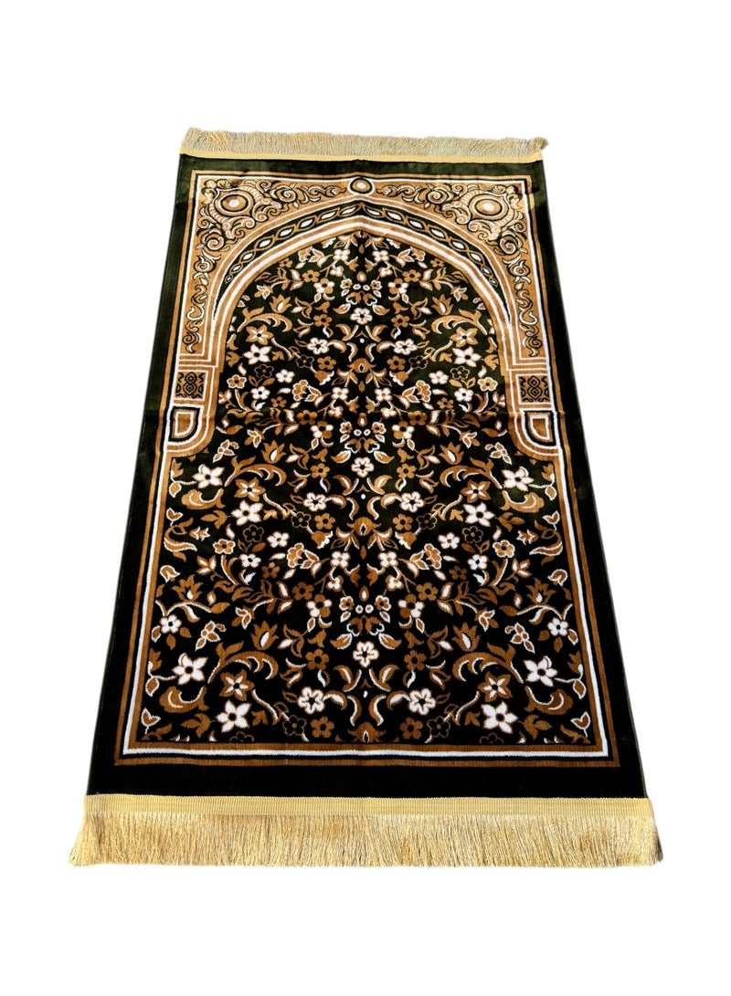 Islamic Prayer Mat for Salah – Floral Design Prayer Rug with Traditional Mihrab Pattern, Soft and Comfortable(Dark Green). - Image 4